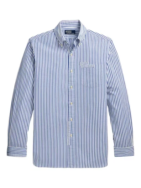 Ленена карирана риза Polo Ralph Lauren бродирана синьо