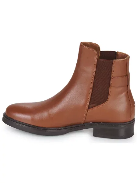 Botine Tommy Hilfiger din piele fără toc maro