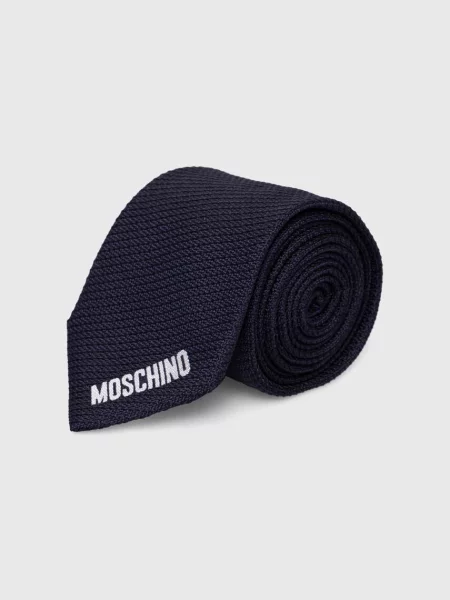 Moschino cravata de matase albastru marin negru