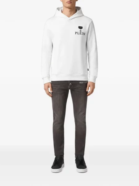 Hanorac cu glugă Philipp Plein alb