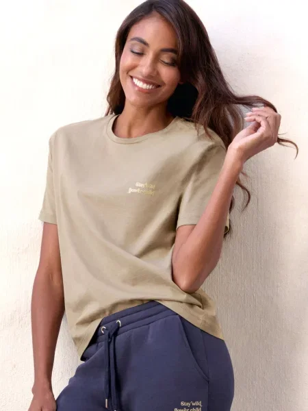 LASCANA Tricou auriu / kaki