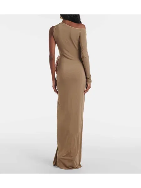 Rochie maxi Nensi Dojaka cu volane de costum verde