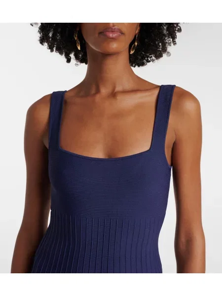 Rochie midi Staud tricotate plisată până la genunchi negru