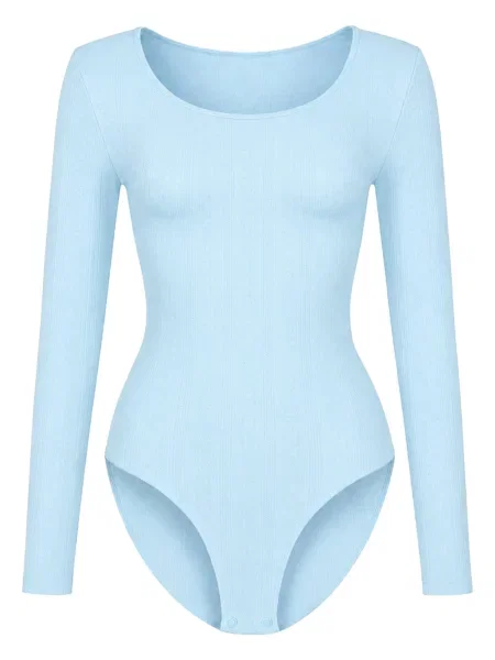 Cfab Alakformáló body Longsleeve Bodysuit Sculpting Shapewear with Briefs pasztellkék