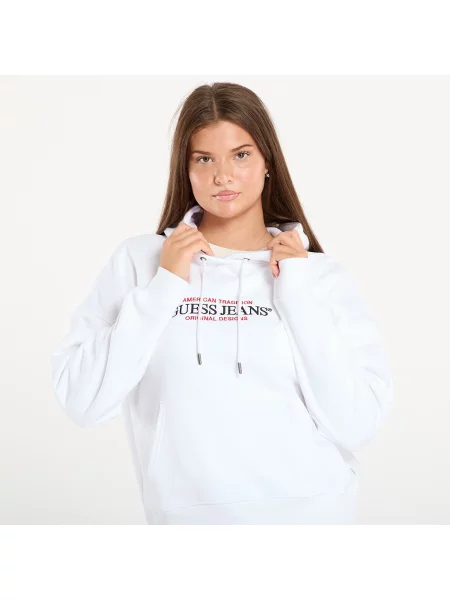 Суитшърт Guess Jeans Hood Os American White L бяло