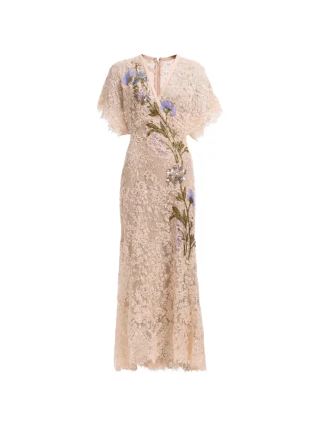 Rochie midi Elie Saab cu broderie din dantelă