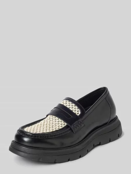 Mokasyny z obszyciem w kontrastowym kolorze model ‘RAIDEN’ Steve Madden czarne