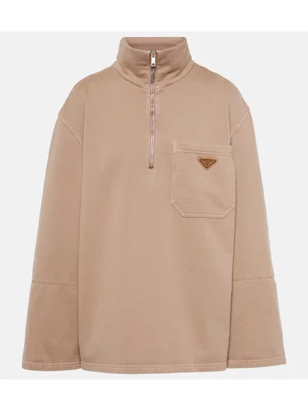 Mikina Prada s polovičními zipem béžová