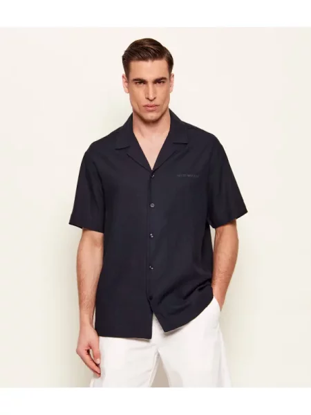Emporio Armani Cămașă | Relaxed fit | cu adaos de in