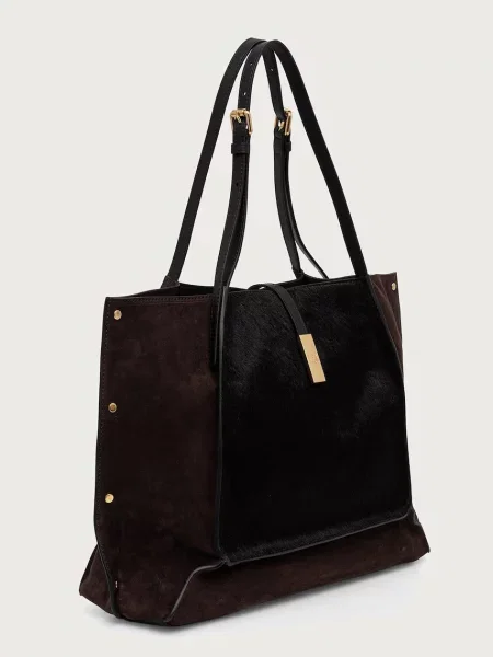 Geantă shopper Pollini din piele maro