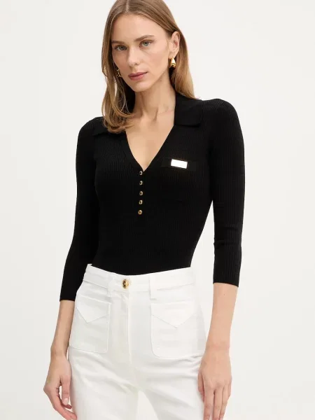 Elisabetta Franchi bluză cu mătase negru