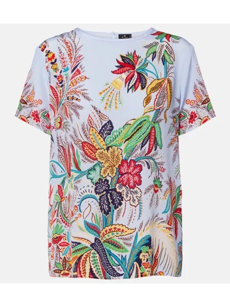 Top Etro de mătase cu model paisley albastru