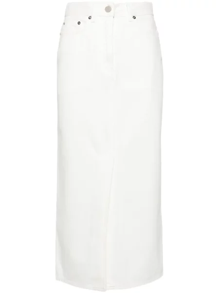 Fustă din denim Loulou Studio până la genunchi alb