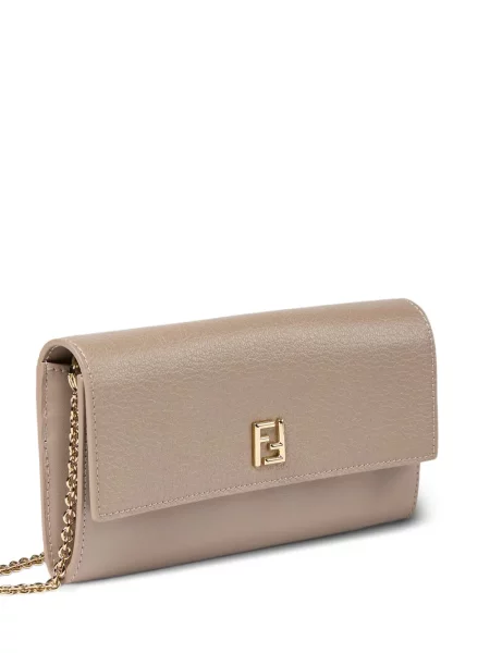 Colier Fendi din piele gri