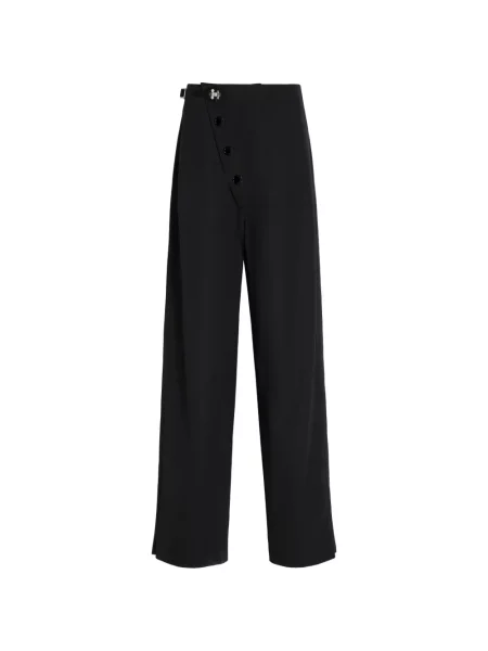 Pantaloni Proenza Schouler de lână cu imprimeu tropical negru