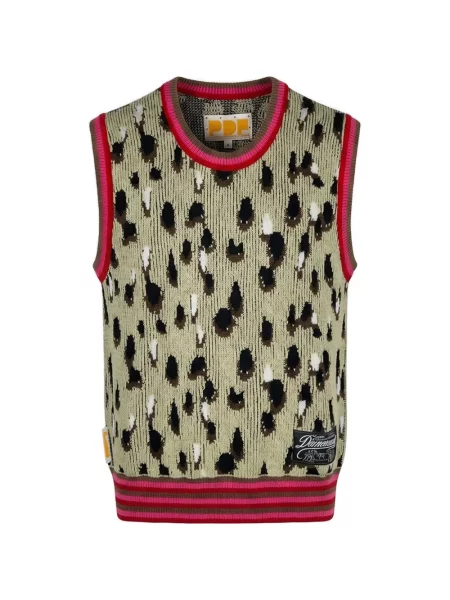 Vestă Pdf tricotate cu imagine cu model leopard verde