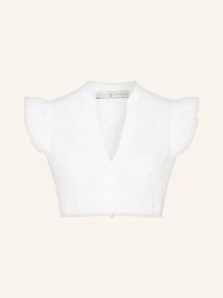 Johann & Johanna Bluzka Bawarska Z Perforowaną Koronką weiss biała