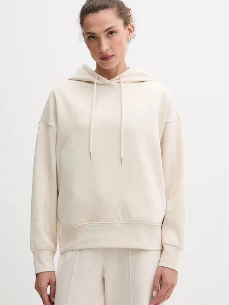 Суичър с качулка Puma с качулка бежово
