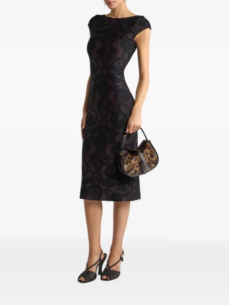 Rochie midi Etro cu model paisley din jacard negru