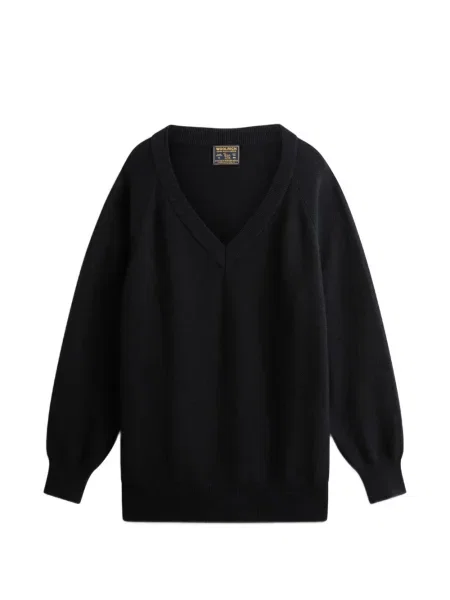 Pulover Woolrich cu decolteu în V negru