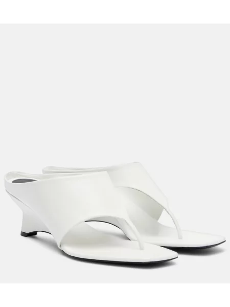 Papuci tip mules Khaite din piele alb