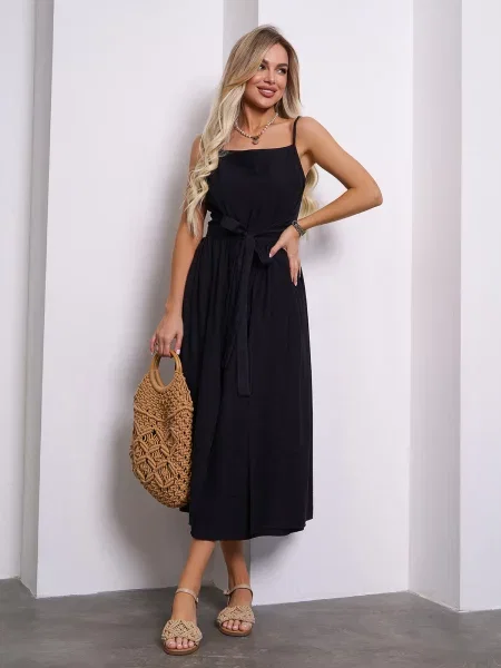 Лляний Сарафан ISSA Plus чорний