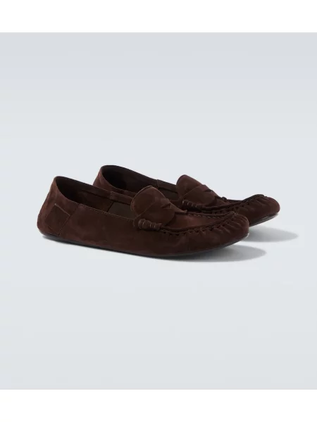 Pantofi loafer Acne Studios din piele de căprioară maro