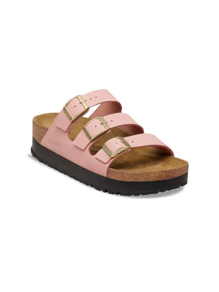 Birkenstock Florida Flex Platform Nubuck Leather Narrow Fit Kobiety Sandały Birkenstock Size: różowy