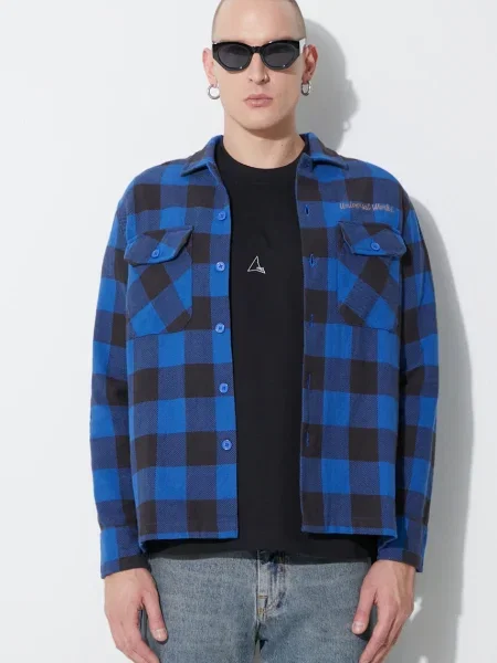Universal Works cămașă din L/S UTILITY SHIRT bărbați cu guler clasic regular