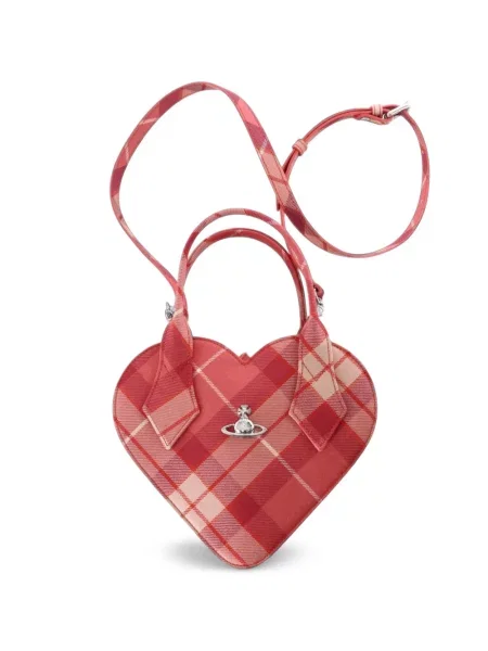 Geanta crossbody Vivienne Westwood cu motiv cu inimi roșu
