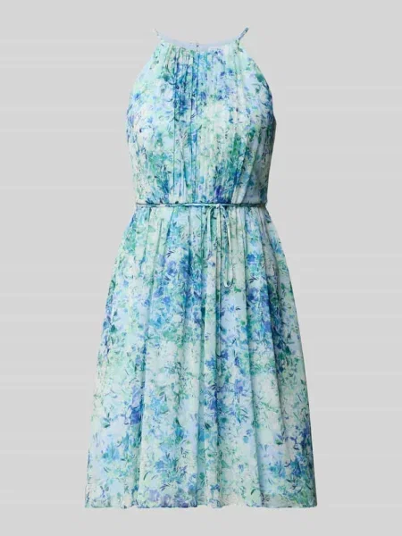 Sukienka mini w efekcie plis z kwiatowym nadrukiem na całej powierzchni Jake*s Cocktail niebieska