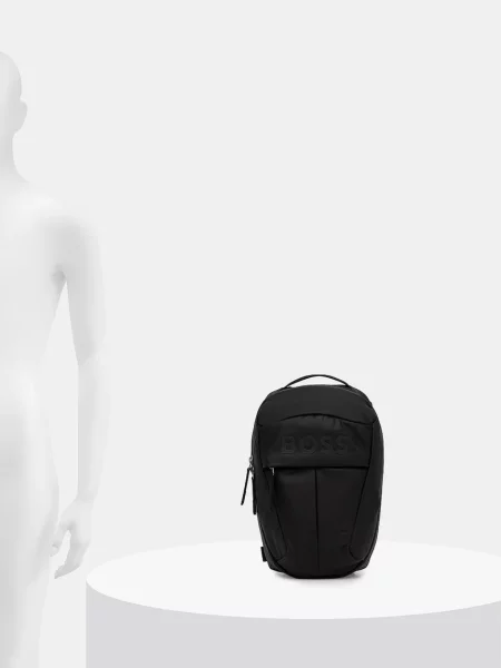 Маленький рюкзак Boss с аппликацией черный