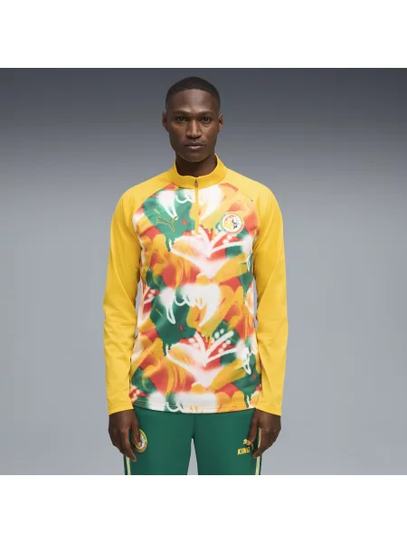 PUMA koszulka na rozgrzewkę Senegalu o wąskim kroju z zamkiem Akcesoria S żółty