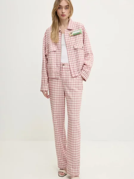 Moschino Jeans kurtka z domieszką wełny beżowy przejściowa czerwona