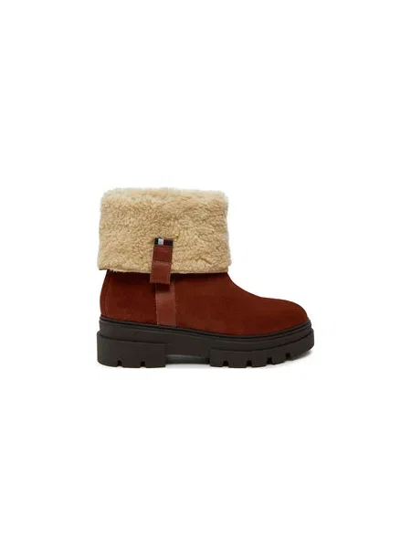 Tommy Hilfiger Polokozačky Faux Fur Suede Roll-Down Boot hnědá