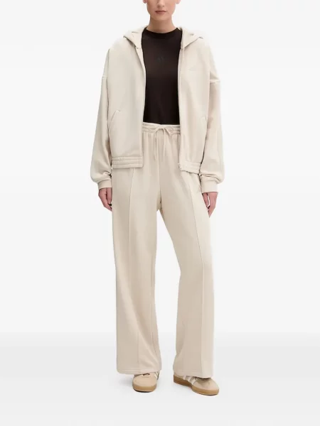 Komplet dresowy Adidas koronkowy sznurowany w paski różowy