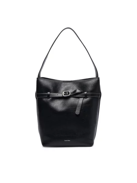 Calvin Klein Torebka Buckle Medium Bucket czarny
