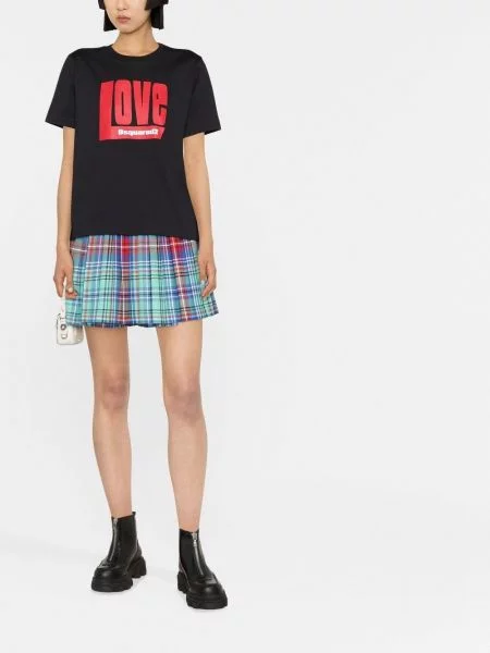 Raštuotas marškinėliai Dsquared2 juoda