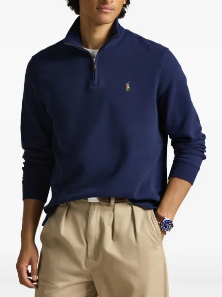 Dlouhá pruhovaná s límcem kšiltovka Polo Ralph Lauren modrá