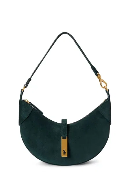 Polo Ralph Lauren geantă shopper pentru femei din piele întoarsă verde