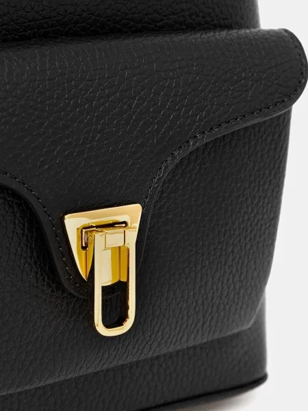 Шкіряний рюкзак Coccinelle малий однотонний чорний