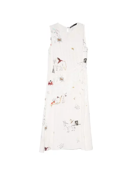 Rochie midi Bimba Y Lola fără mâneci cu imprimeu animal print alb
