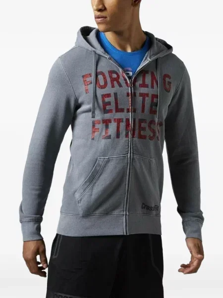 Fitness hanorac cu fermoar Reebok gri