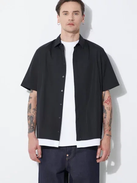 Srajca Neil Barrett Loose Double Layer Short Sleeve Shirt črna