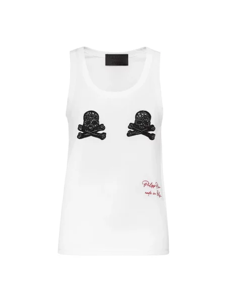 Top Philipp Plein z kryształkami biały