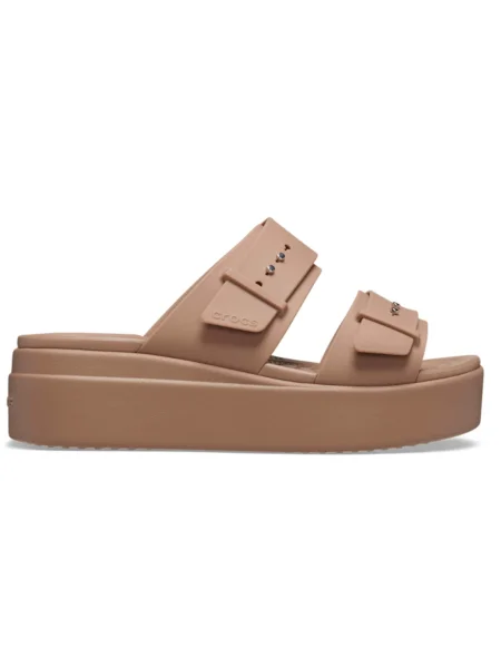 Šľapky Crocs s prackou na kline béžová