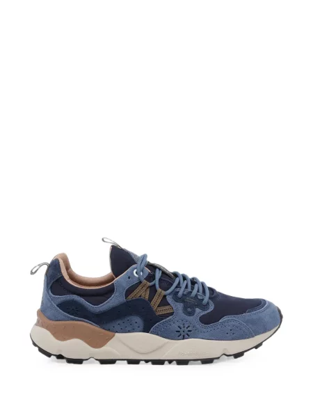 Sneakerși Flower Mountain din piele de căprioară cu model floral albastru