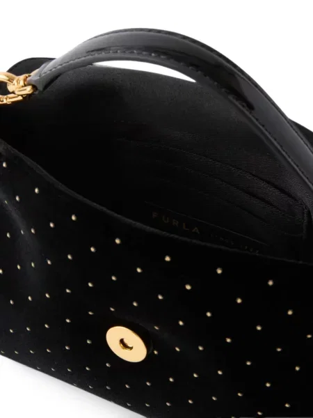 Geantă shopper Furla din piele cu tepi negru