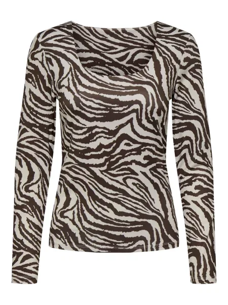 ONLY Tričko ONLLone tmavě / offwhite hnědá