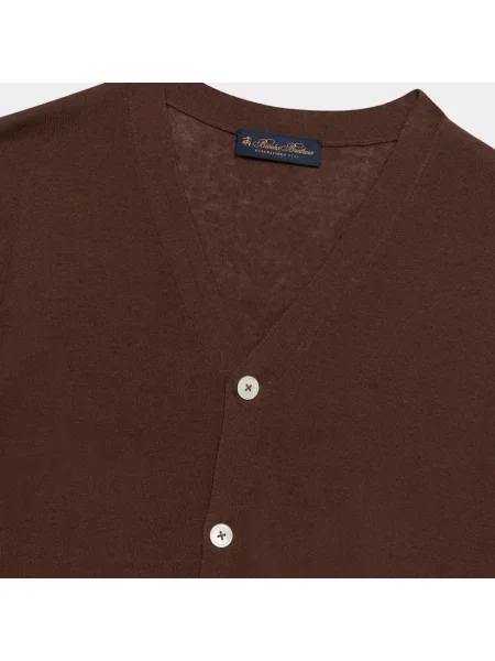 Kardigan Brooks Brothers z dekoltem w serek brązowy